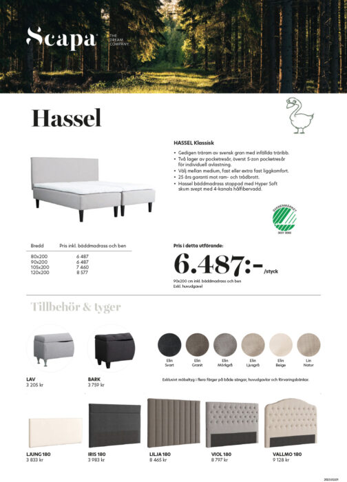 Hassel Klassisk Scapa Produktblad Prisblad
